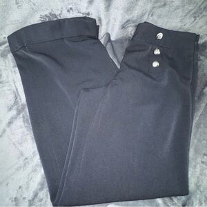 Vivienne Tam Black Wide Leg Sailor Dress Pant Trouser Silver Buttons Size 12